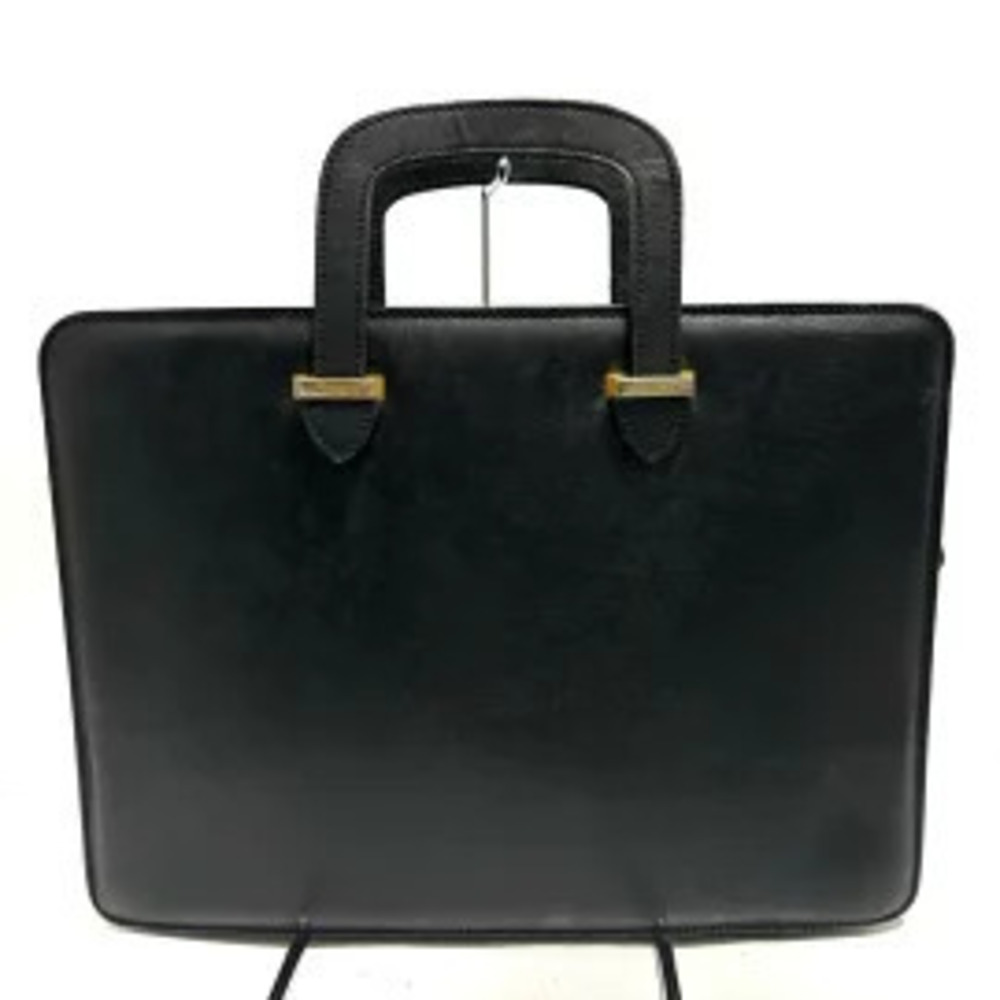 Salvatore Ferragamo Business Bag Black x Gold Leather Metal